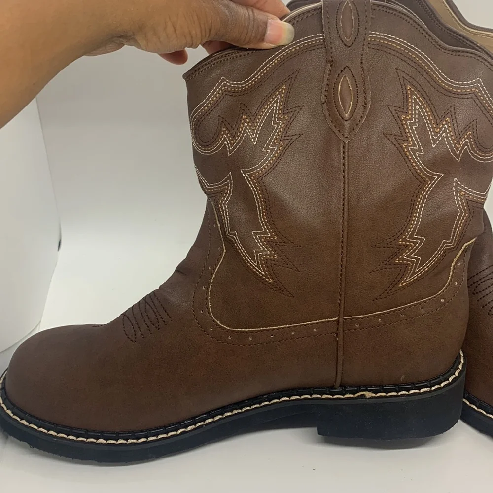 Roper NEW Chunk Boot Brown 11 Western Cowgirl Rodeo Stitch Detail Lightweight